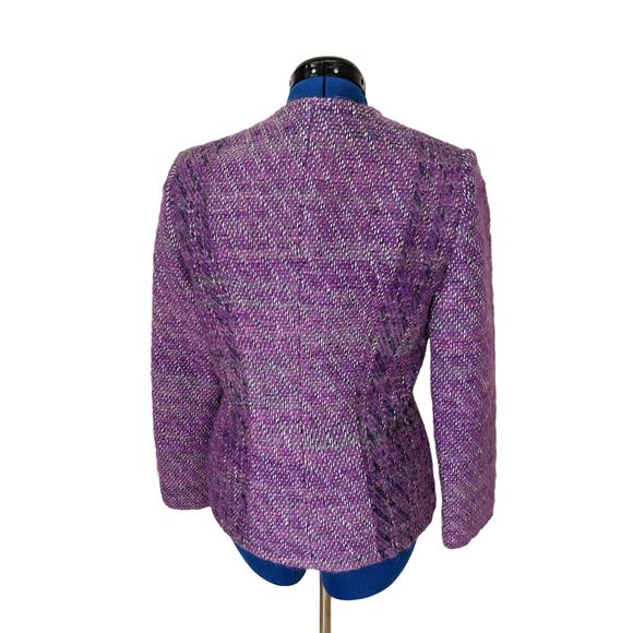 Nikos Handwoven 80s Vintage Purple Textured Woven Wool Art To Wear Blazer S - Picture 4 of 8